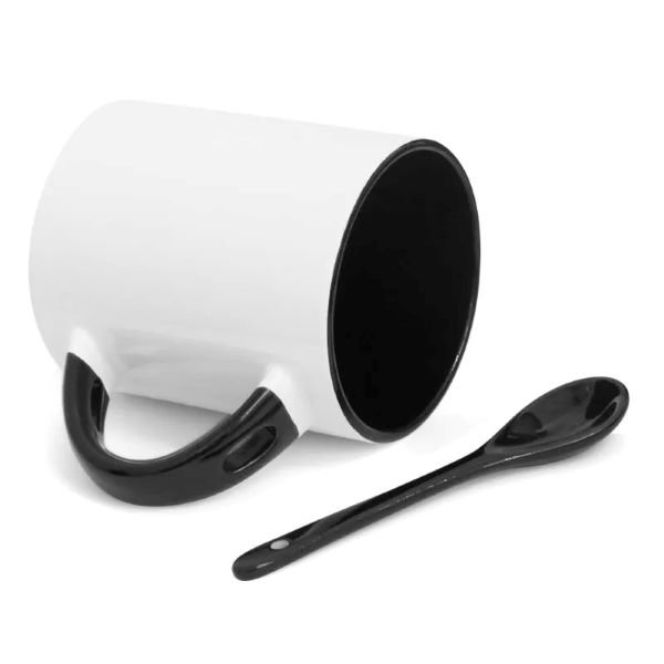 Caneca Reta Com Colher Personalizada - Consulte Cores - Imagem 3