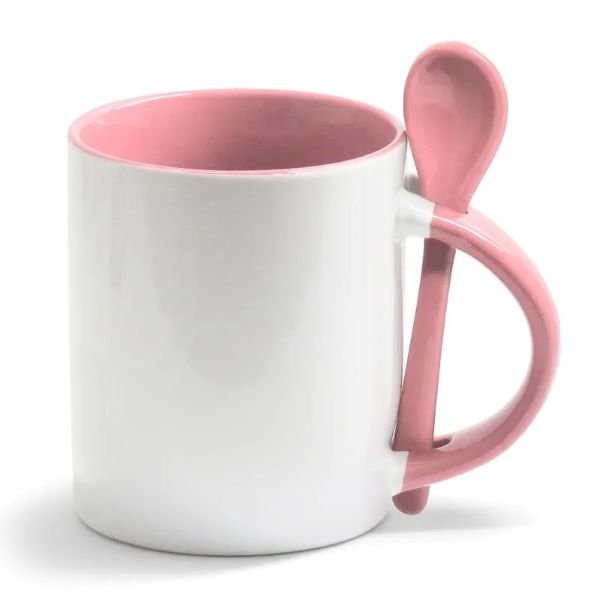 Caneca Reta Com Colher Personalizada - Consulte Cores