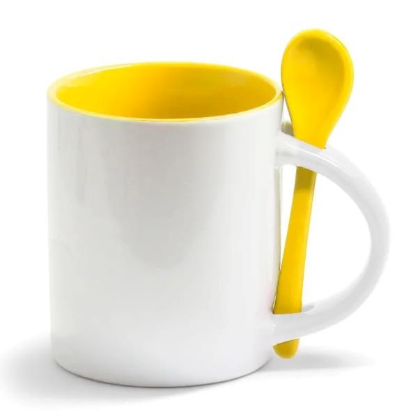 Caneca Reta Com Colher Personalizada - Consulte Cores - Imagem 2