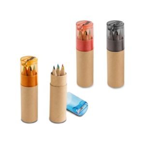 Caixa De Cartão Com 6 Mini Lápis De Cor