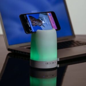 Caixa De Som Multimídia Com Porta Caneta E Luminária