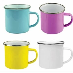 Caneca Esmaltada Enamel Borda Prata 360ml