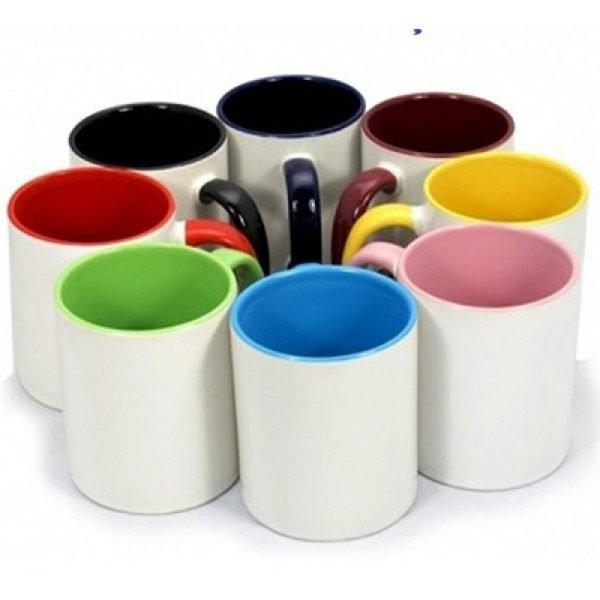 Caneca Cerâmica Branca Com Interior Colorido